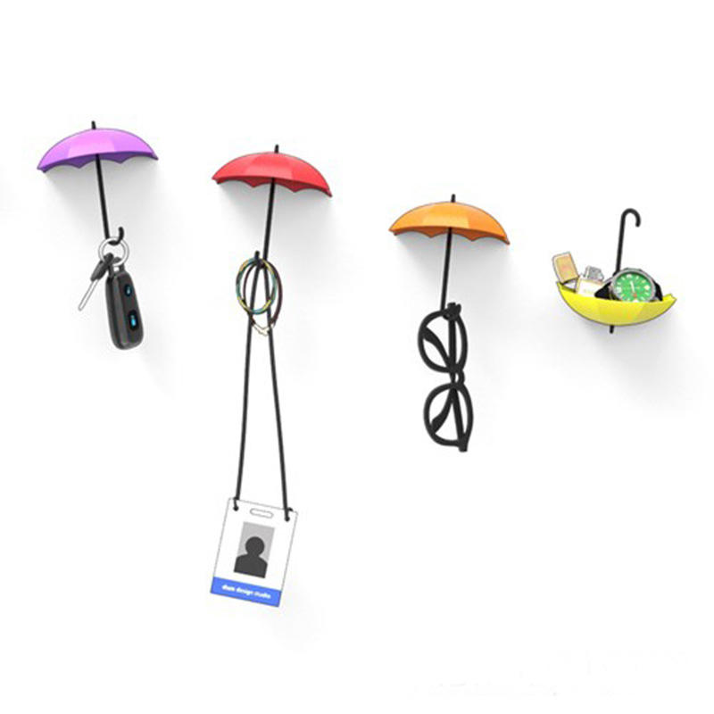 Novelty Hooks Umbrella Modeling Paste Type Wall Self Adhesive Traceless Hook Free Punching Sticky Hooks