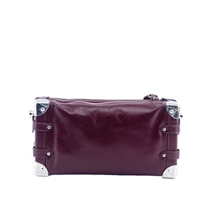 Pochette Vintage bordeaux in vera pelle con angoli in metallo, borsa a tracolla da donna con cinturino, server OEM & ODM - Product Image 3