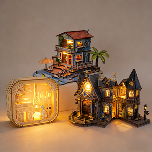 Lampe de nuit éducative créative DIY, construction de ville 3D en bois, artisanat pour enfants de 5 à 7 ans, puzzle LED - Product Image 1