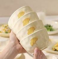 Service de table en céramique motif feuille de Ginkgo, fait main, bols et assiettes texturés, vaisselle sous glaçure haute température pour la maison