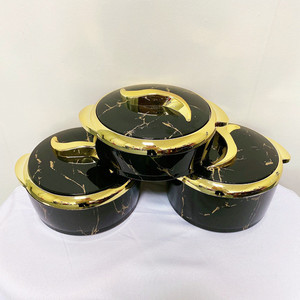 3Pcs 1.5L 2L 2.5L Circular Insulated Casserole S Shaped Gold Handle Thermal Serving Dish Muslim Wedding Event Catering Africa - Product Image 1
