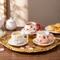 Tasse irrégulière en céramique de luxe léger, motif Cœur de Fille, Fleur et Nœud, compatible micro-ondes, Cadeaux