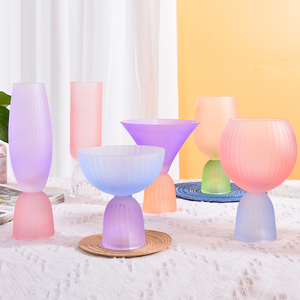 Vasos de Cristal de Lujo Samyo, Estilo Nórdico, Color Esmerilado, con Diseño Acanalado, para Helados, Batidos, Vino, Postres, Cerveza, Ideales para Bodas, Bares y Regalos - Product Image 2