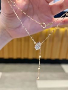 Xinfly Luxury 18K Gold 1.08CT Pear-shaped Lab Diamond Chain <b>Necklace</b> with Small Golden Pearl Fashionable Accessory for Parties - Product Image 2
