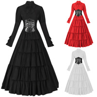 Robe longue élégante de la Renaissance pour femmes, robe de cour médiévale, style irlandais, broderie florale, personnalisation OEM ODM disponible