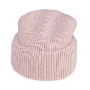 Chapeau beanie en fourrure d'<span class=keywords><strong>angora</strong></span> épaisse et moelleuse à revers unique pour l'extérieur, protection solaire pour la plage, vente en gros, unisexe, femme, hiver, tricot personnalisé vierge - Product Image 1