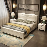 Lit de chambre à coucher de haute qualité en gros, cadre double blanc, style antique moderne, lit king-size avec tiroirs