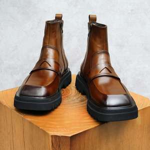 Bottes pour hommes à la mode, best-sellers de l'automne, bottes hautes avec motif crocodile, bottes en cuir formelles pour hommes - Product Image 4
