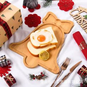 Bandeja de madera con forma de campana navideña para servir bocadillos, queso y tostadas, de color sólido, Heze, Shandong - Product Image 1
