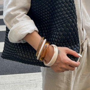 Fashion Amber <b>Resin</b> Bangle Punk Style Texture Acrylic Dyeing Circular Bracelet Bangle for Women - Product Image 1