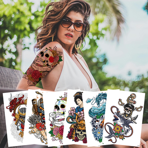 Autocollants de tatouage temporaire personnalisés, imperméables, pour hommes et femmes, tatouage de bras à fleurs - Product Image 1