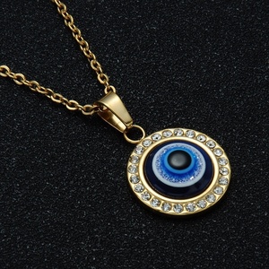 Collana con Ciondolo Occhio del Diavolo in Acrilico Placcato Oro per Donna, Catena in Acciaio Inossidabile, Regalo per Matrimonio o Festa della <span class=keywords><strong>Mamma</strong></span>, Direttamente dalla Fabbrica Dina - Product Image 1