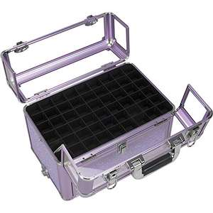 Étui cosmétique acrylique professionnel pour maquillage vernis à ongles <span class=keywords><strong>paillettes</strong></span> violet Train Case Style ouvert grande manucure Train Case - Product Image 4