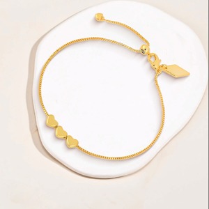 Elegante bracciale con cuore placcato in oro per le donne regolabile 925 argento Sterling Design minimalista perfetto regalo di nozze - Product Image 3