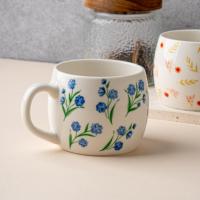 Ensemble de tasses à café en céramique peintes à la main, motif floral coloré, vaisselle en porcelaine empilable, 11 oz, cadeau pour la maison
