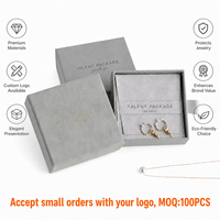 Ensemble d'emballages de bijoux chic faits à la main avec logo personnalisé, boîte cadeau tiroir et pochette en velours à bouton, rangement haut de gamme pour boucles d'oreilles et bagues