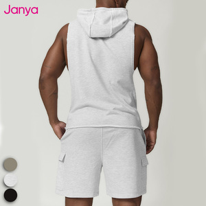 Logo personalizzato abbigliamento Bodybuilding Muscle allenamento Top gilet con <span class=keywords><strong>cappuccio</strong></span> palestra <span class=keywords><strong>senza</strong></span> <span class=keywords><strong>maniche</strong></span> canotta <span class=keywords><strong>felpa</strong></span> con <span class=keywords><strong>cappuccio</strong></span> per gli uomini - Product Image 3