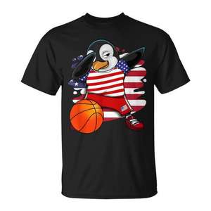 T-shirt de basket-ball Dabbing Penguin Usa Flag pour les fans, design patriotique - Product Image 1