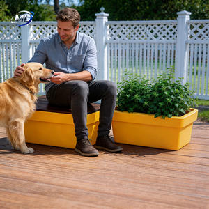 Macetas Trapezoidales Irregulares de Fibra de Vidrio, Bancas y Sillas de Madera para Plantar en Parques al Aire Libre y Plazas Comerciales - Product Image 6