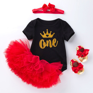 4 Pieces Boutique First Birthday Gift White Bodysuit Pink Fluffy Pettiskirt Baby Girl 1st Birthday Cake Smash Outfit <b>Tutu</b> Dress - Product Image 2