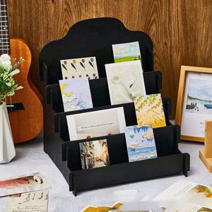 Expositor de tarjetas de felicitación de madera, organizador de carteles y postales tipo escalón, organizador de cosméticos de escritorio - Product Image 2