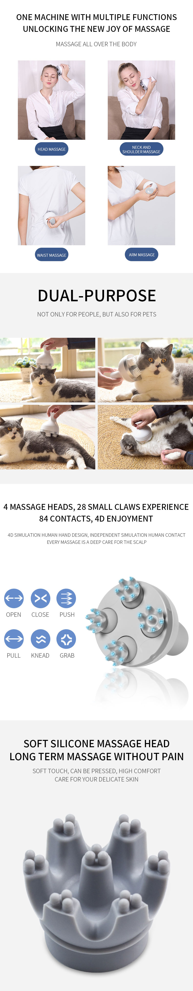 Electric Handheld Blood Circulation Mini Legs Vibrator Body Kneading Relaxation Deep Tissue Massage Machine Scalp head Massager
