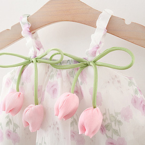 2024 estate ragazze nuovo stile due Sling Dress ragazza viola tulipano Chiffon <span class=keywords><strong>1</strong></span>-5 anni <span class=keywords><strong>vestiti</strong></span> ragazze - Product Image 2