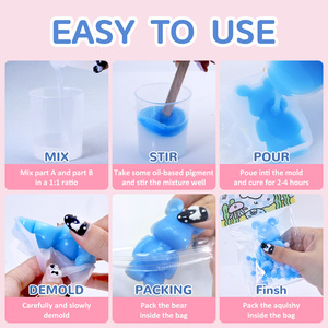 TIMESRUI DIY Squishy Bear Kit Non Toxique Taba Squishy Toys Making Kit <span class=keywords><strong>Silicone</strong></span> Rubber Pinch <span class=keywords><strong>Gel</strong></span> pour Mochi Squishy Toys Making - Product Image 5