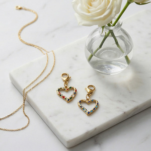 Colgante con cierre de langosta en forma de corazón, chapado en acero inoxidable, para hacer pulseras, accesorios de joyería LSP018 - Product Image 1
