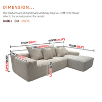 Canapé d'angle modulaire moderne en mousse à mémoire de forme, trois places, avec revêtement en tissu, compression 0,6 po, pour appartement, villa, hôtel, salon