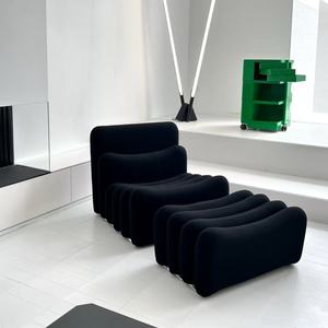 Wabi-sabi Style Black Piano-key Single <strong>Sofa</strong> Mid-century Designer Piece for <strong>Small</strong> Living Rooms <strong>Bedrooms</strong> Hotels Casual Lazy <strong>Sofa</strong> - Product Image 1