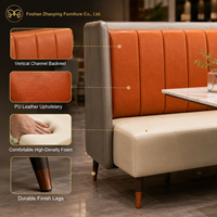 Canapé individuel de restaurant de 1220 mm avec revêtement en cuir PU à canaux verticaux pour mobilier de café et d'hôtel, conception CAD gratuite