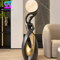 Lampe sur pied LED dorée, design moderne et minimaliste, sculpture en métal pour salon d'hôtel, décoration artistique
