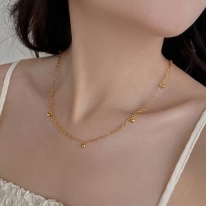 Dylam New Simplicity Design 925 Sterling Silver Rhodium 18K Gold Plated Link Chain <b>Bead</b> Pendant Necklace - Product Image 5