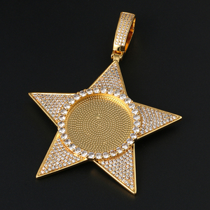 Pendentif personnalisé avec photos en or glacé de 50 mm, diamants CZ AAAAA, étoile, collier hip-hop, pendentif avec photo personnalisée - Product Image 4