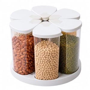 Distributeur de céréales rotatif à 6 compartiments, conteneur de stockage de grains hermétique, seau à riz rotatif à 360 degrés, organisateur de stockage alimentaire - Product Image 1