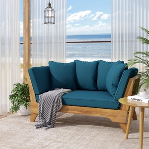 Coussins <span class=keywords><strong>de</strong></span> <span class=keywords><strong>lit</strong></span> <span class=keywords><strong>de</strong></span> <span class=keywords><strong>jardin</strong></span> extensibles, canapé d'extérieur convertible avec accoudoirs réglables et oreillers amovibles, résistant à l'eau - Product Image 2