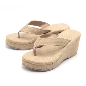 Sandalias <span class=keywords><strong>de</strong></span> yute informales <span class=keywords><strong>de</strong></span> tacón alto para <span class=keywords><strong>mujer</strong></span>, <span class=keywords><strong>chanclas</strong></span> con plataforma Isla <span class=keywords><strong>de</strong></span> cuña, Tanga <span class=keywords><strong>de</strong></span> lino, para playa, Verano - Product Image 3