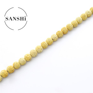 Perles rondes en pierre volcanique de lave de couleur personnalisée en gros pour le modèle de bijoux de femmes de bricolage BJ101 (origine du Zhejiang) - Product Image 5