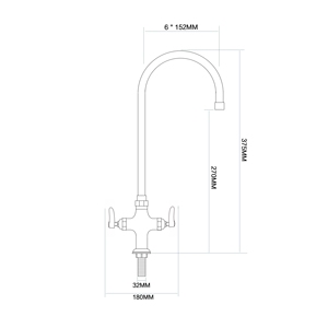 Robinet de cuisine à double poignée, Robinet d'évier commercial, Robinet d'eau pour évier - Product Image 2