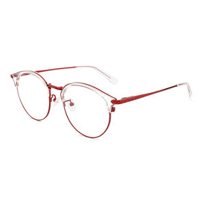 革新的な透明なアセテート金属メガネフレームラウンドスタイルの眼鏡フレーム光学青色光遮断メガネ - Product Image 3