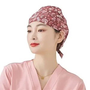 Gorro Quirúrgico Médico Tipo Calabaza <span class=keywords><strong>para</strong></span> Mujer, Gorro de Trabajo <span class=keywords><strong>para</strong></span> Odontóloga, Sin Absorción de Sudor, Gorro de Algodón Puro, Gorro Versátil con Parte Superior Redonda - Product Image 3