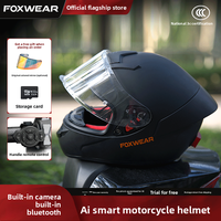 Casque de moto intégral anti-buée Foxwear avec intégré pour caméra intelligente Bluetooth certifié ABS 3C