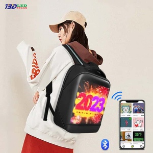 T3DLED LED <b>Backpack</b> PU Material Casual Style Bluetooth Display <b>School</b> Use Unisex Large Capacity Shoulder Straps - Product Image 1