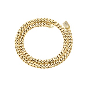 Cadena <span class=keywords><strong>de</strong></span> Eslabones Cubanos Planos <span class=keywords><strong>de</strong></span> Acero Inoxidable con Baño <span class=keywords><strong>de</strong></span> <span class=keywords><strong>Oro</strong></span> PVD <span class=keywords><strong>de</strong></span> 14K, Sin Deslustre, con Cierre <span class=keywords><strong>de</strong></span> Circonitas, Joyería Clásica para Hombre y Mujer - Product Image 6
