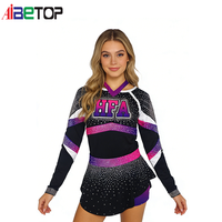 Uniforme de pom-pom girl pour femmes, débardeur à manches longues, matière en spandex et polyester, design personnalisé gratuit
