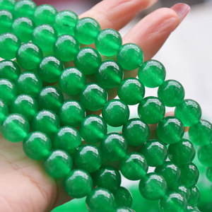 Cuentas redondas de jade natural verde esmeralda de 4mm-12mm para la fabricación de joyas - Product Image 3