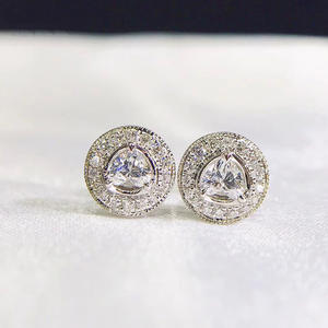 Orecchini di Lusso con Diamanti, Oro Massiccio 18K, Taglio Trillion, Montatura a Castone, Placcati in Oro Bianco e Oro Rosa, Classici da Sposa per Donna - Product Image 3