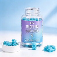 Gummies beauté à la biotine, oursons bleus, favorisent la santé des cheveux, la force des ongles et le bien-être de la peau, 60 unités, OEM/ODM