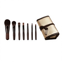 Ensemble de pinceaux de maquillage JLY Mini en bois de santal, 7 pièces, poils d'animaux, kit de pinceaux de voyage portable, OEM